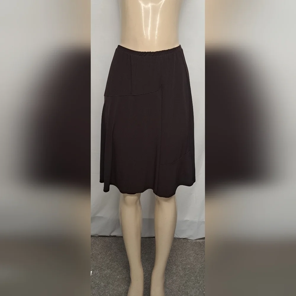 George Stretch Brown Skirt M 8-10 Slinky Stretch Knit Elastic Waist Pull On